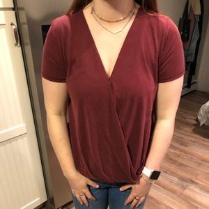 Maroon top splice front top M Francescas